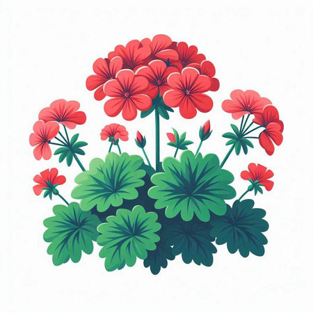 Geranium flowers. Vector illustration of a bunch of geraniums.のイラスト素材
