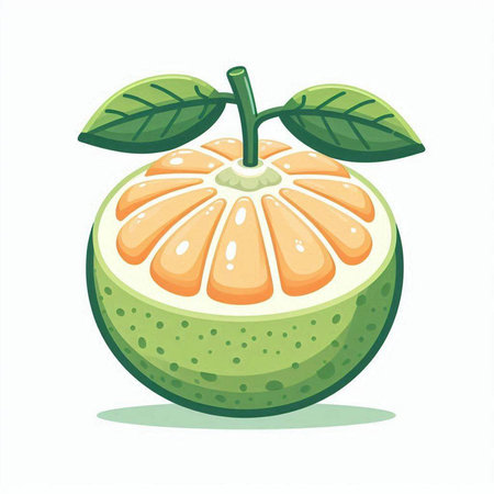 Cartoon fresh orange fruit isolated on white background. Vector illustration.のイラスト素材