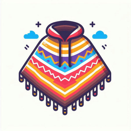 Vector illustration of a colorful poncho in a flat style.のイラスト素材