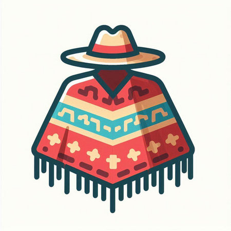 Mexican poncho. Vector illustration isolated on white background.のイラスト素材