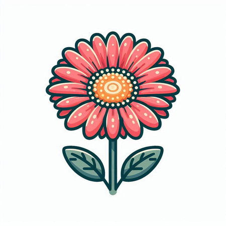 Beautiful red gerbera flower on white background. Vector illustration.のイラスト素材
