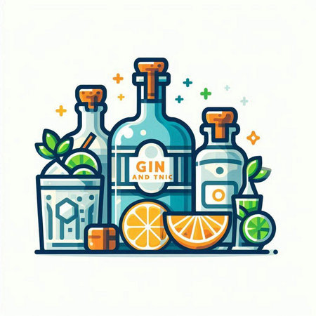 Alcoholic drinks line icon. Vector illustration in flat style.のイラスト素材