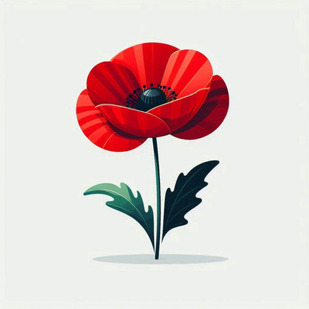Red poppy flower on a white background, vector illustration, eps 10のイラスト素材