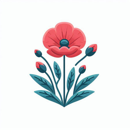 Red poppies isolated on a white background. Vector illustration.のイラスト素材