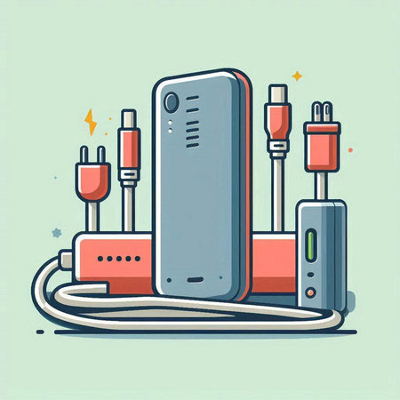 Vector illustration of power supply. Modern flat line art style design for web, site, advertising, banner, poster, board and print.のイラスト素材