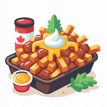 Potato fries with sauce and mayonnaise. Vector illustration.のイラスト素材