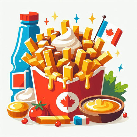 French fries with mayonnaise and mayonnaise. Vector illustration.のイラスト素材