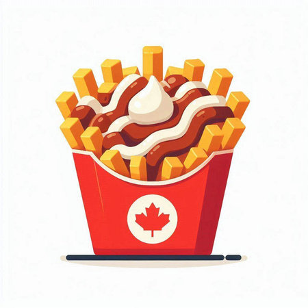 French fries with ketchup and mayonnaise. Vector illustration.のイラスト素材