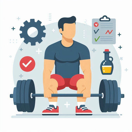 Fitness, bodybuilding, healthy lifestyle concept. Vector illustration in flat styleのイラスト素材