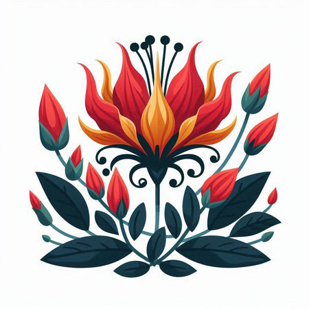 Vector illustration of a bouquet of red flowers on a white backgroundのイラスト素材