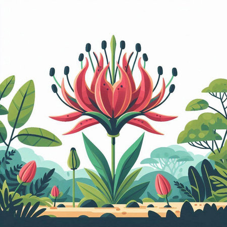 Illustration of a beautiful flower in the garden. Vector illustration.のイラスト素材