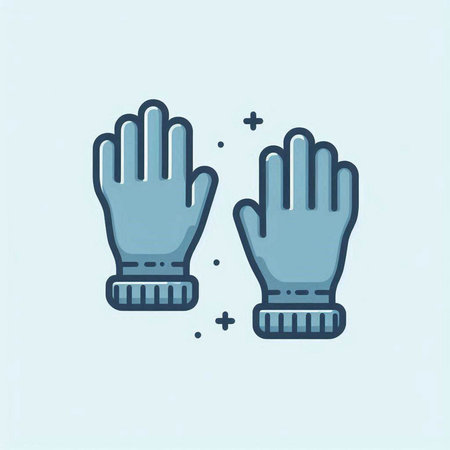 Gloves icon. Winter clothing. Vector illustration in flat style.のイラスト素材