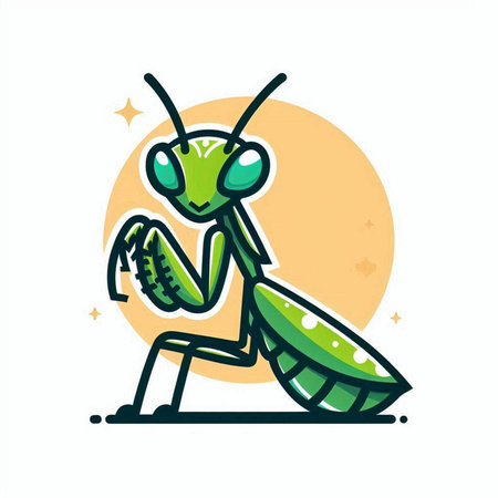 Praying mantis. Vector illustration in flat cartoon style.のイラスト素材