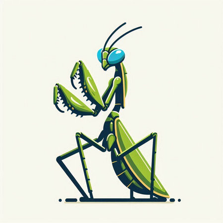 Praying mantis. Vector illustration in flat cartoon style.のイラスト素材