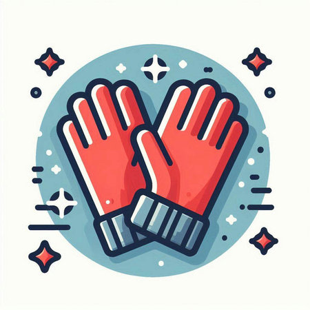 Pair of gloves for winter sports. Vector illustration in flat style.のイラスト素材