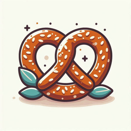 Pretzel vector icon. Cute cartoon pretzel illustration.のイラスト素材