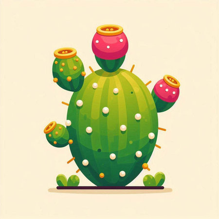Cute cartoon cactus. Vector illustration of cartoon cactus.のイラスト素材