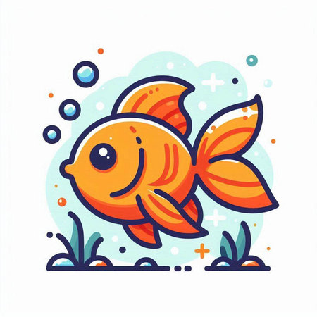 Cute cartoon goldfish on a white background. Vector illustration.のイラスト素材