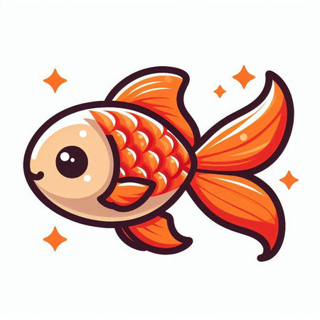 Cartoon goldfish isolated on a white background. Vector illustration.のイラスト素材