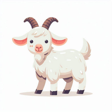 Cute cartoon goat. Vector illustration isolated on a white background.のイラスト素材