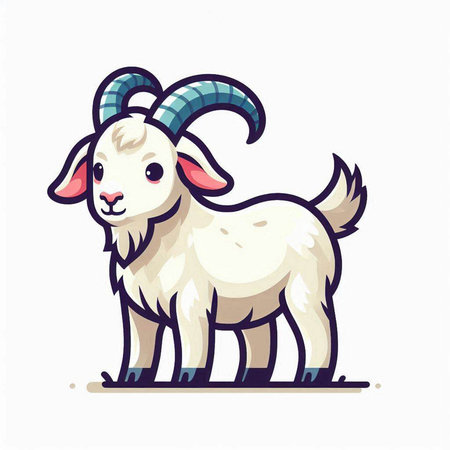 Cartoon goat on a white background. Vector illustration of a goat.のイラスト素材