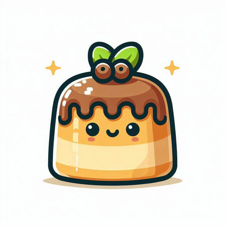 Cute cartoon christmas pudding isolated on white background. Vector illustration.のイラスト素材