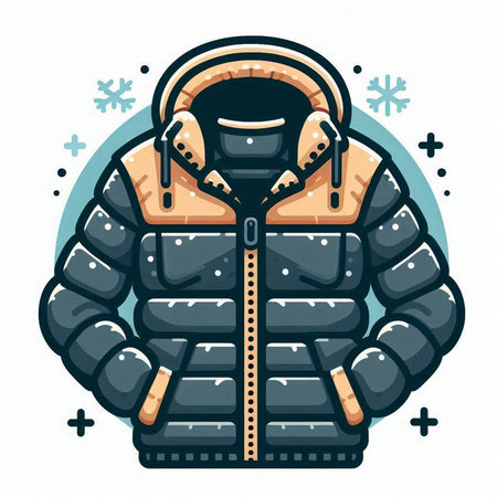 Winter jacket vector illustration isolated on white background. Winter clothing icon.のイラスト素材
