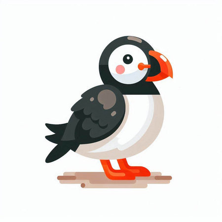 Puffin isolated on white background. Vector illustration in cartoon style.のイラスト素材