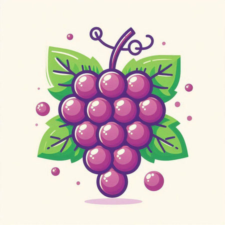 Grapes with leaves isolated on white background. Vector illustration.のイラスト素材