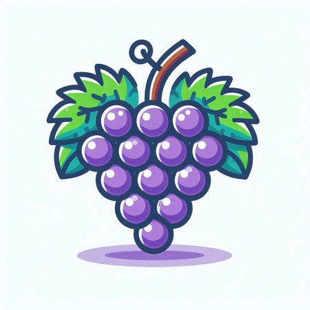 Grapes icon isolated on white background. Vector Illustration.のイラスト素材