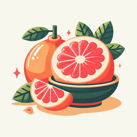 Grapefruit and pomelo. Vector illustration in flat styleのイラスト素材