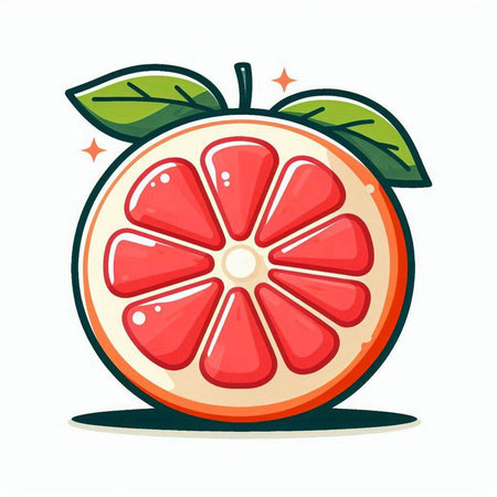 Grapefruit vector illustration isolated on white background. Cartoon style.のイラスト素材
