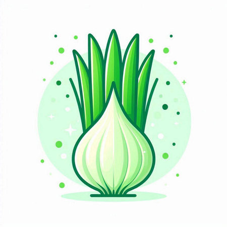 Illustration of green onion on a white background. Vector illustration.のイラスト素材