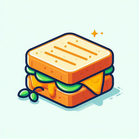 Sandwich icon. Vector illustration in flat style. Isolated on white background.のイラスト素材