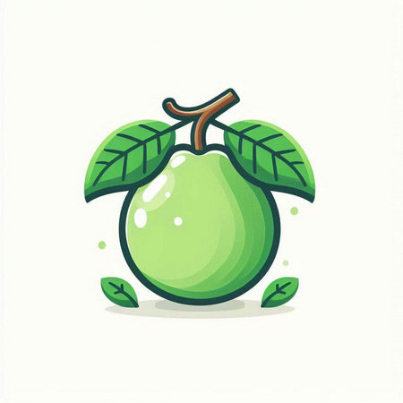 Fresh guava fruit icon isolated on white background. Vector illustration.のイラスト素材