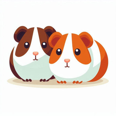 Two cute guinea pigs. Vector illustration isolated on white background.のイラスト素材