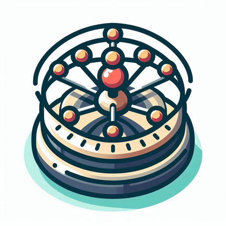 Casino roulette isolated on white background. Vector illustration in cartoon style.のイラスト素材