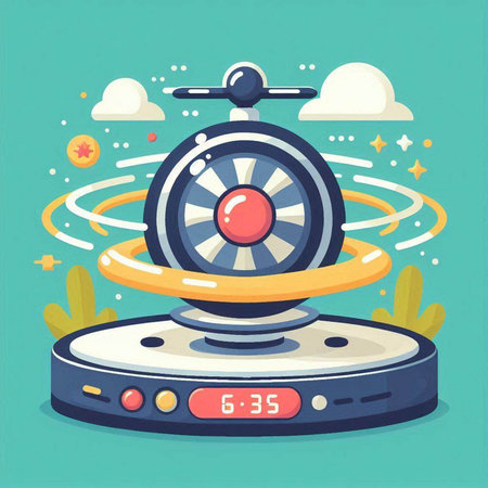 Roulette wheel. Vector illustration in cartoon style on a blue background.のイラスト素材