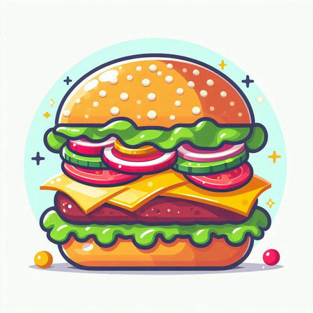 Hamburger icon. Vector illustration of fast food hamburger.のイラスト素材