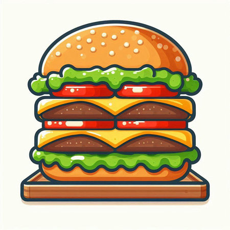 Hamburger icon. Vector illustration of fast food hamburger.のイラスト素材