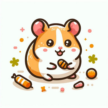 Cute hamster vector illustration. Cute hamster cartoon character.のイラスト素材