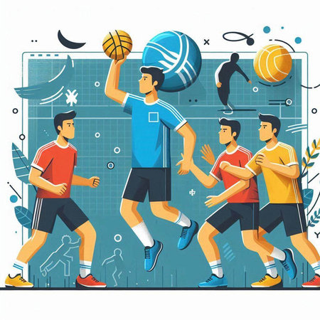 Sport background with people playing basketball. Vector illustration in flat style.のイラスト素材