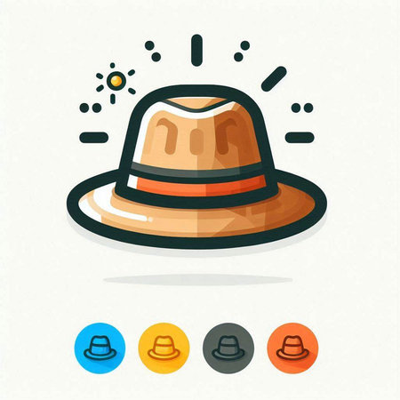 Illustration of hat with sunbeams. Vector icon in flat style.のイラスト素材