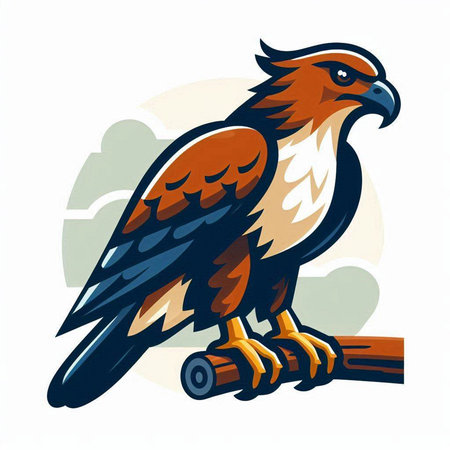 Eagle on a branch. Vector illustration in a flat style.のイラスト素材