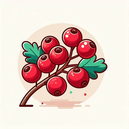 Vector illustration of red currant berries with green leaves. Flat style.のイラスト素材