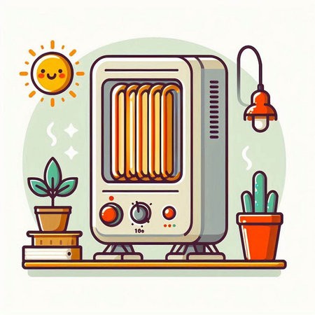Illustration of an electric heater in a flat style. Vector illustration.のイラスト素材