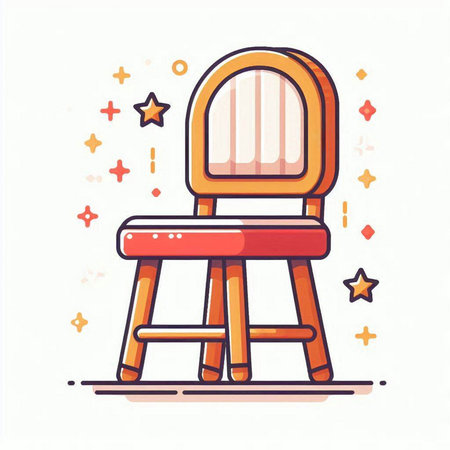 Wooden chair on white background. Vector illustration in flat style.のイラスト素材