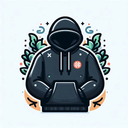 Hooded man in a black hoodie. Vector illustration.のイラスト素材