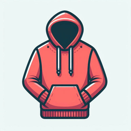 Stylized vector illustration of a red hoodie with a hoodのイラスト素材
