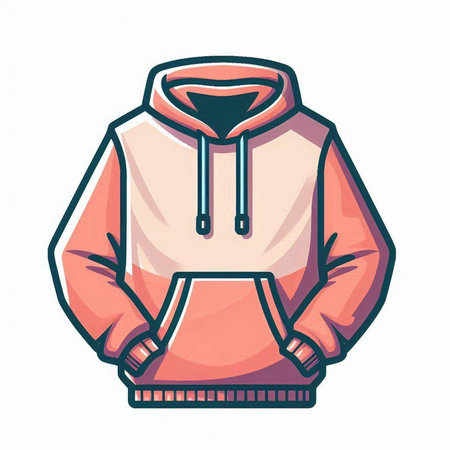 Illustration of a pink hoodie isolated on a white background.のイラスト素材
